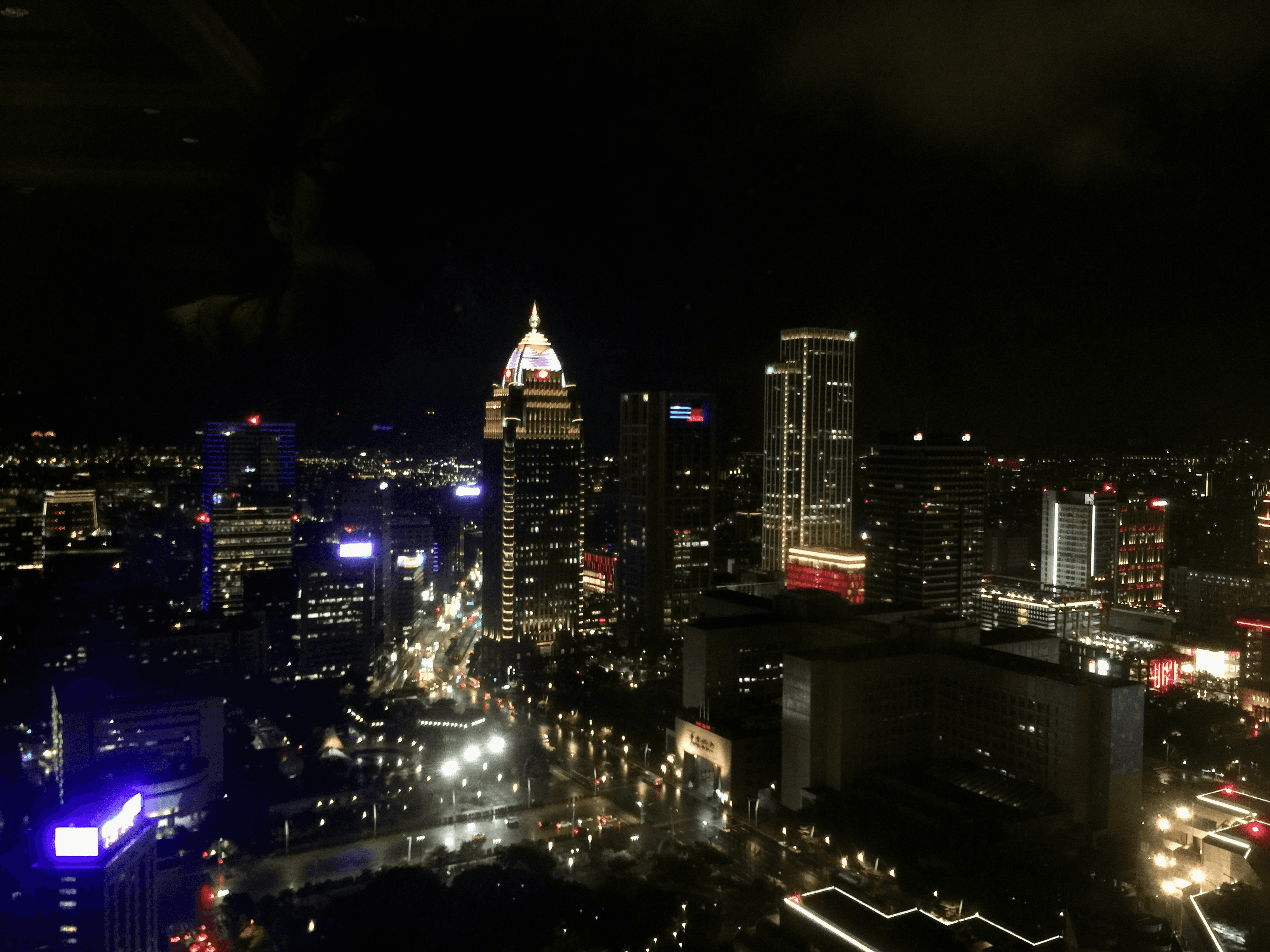 Taipei at night from inside a building